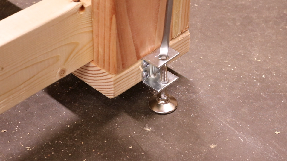 These levelers are easily adjusted with a flat head screwdriver.